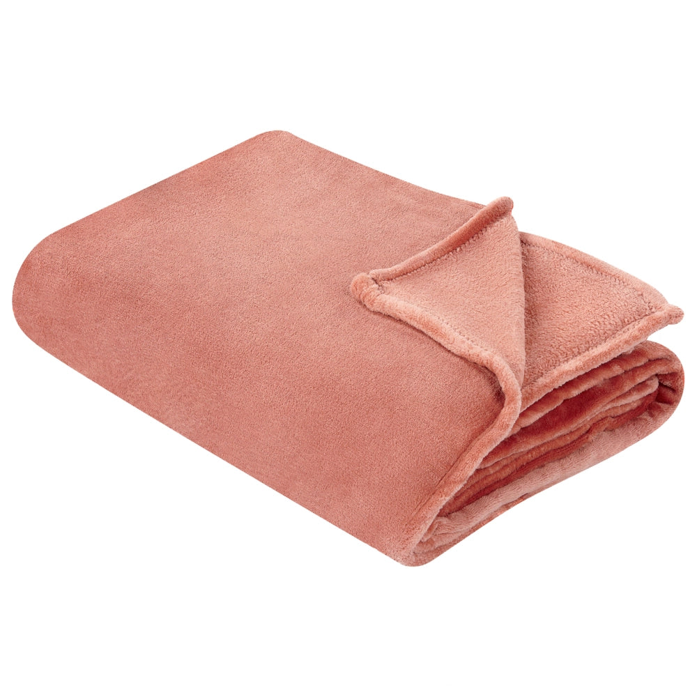 Coperta plaid in poliestere rosa 200 x 220 cm morbido durevole letto divano soggiorno stile classico