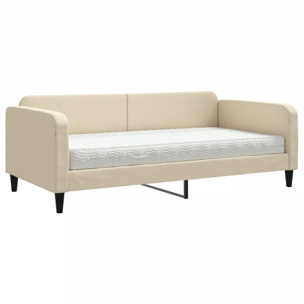 Divano letto | Sof¨¤ letto | Letto singolo con Materasso Crema 100x200 cm in Tessuto