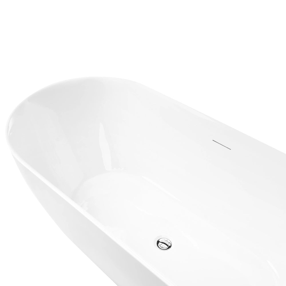 Vasca da bagno freestanding in acrilico bianco 160 cm design moderno forma ovale