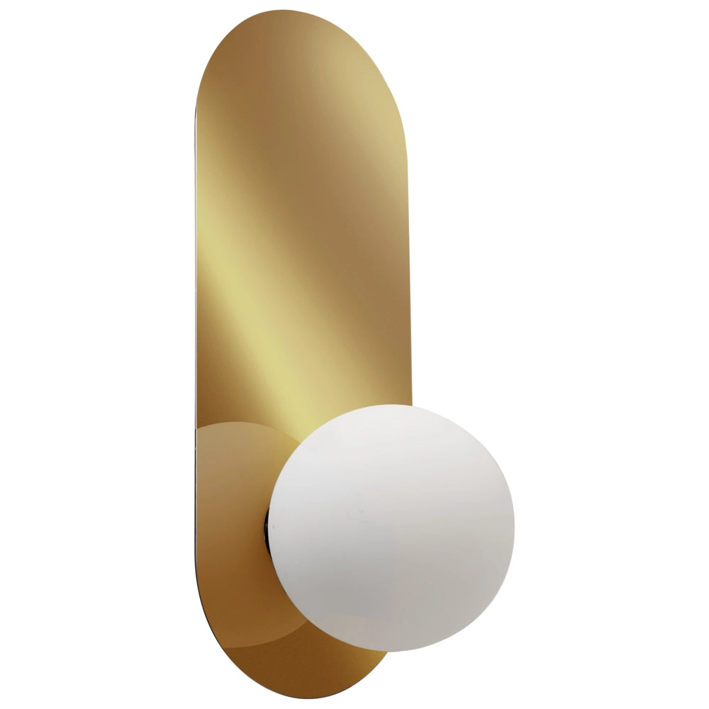 Set di 2 lampade da parete ovali con paralumi a globo in vetro Oro stile retrò