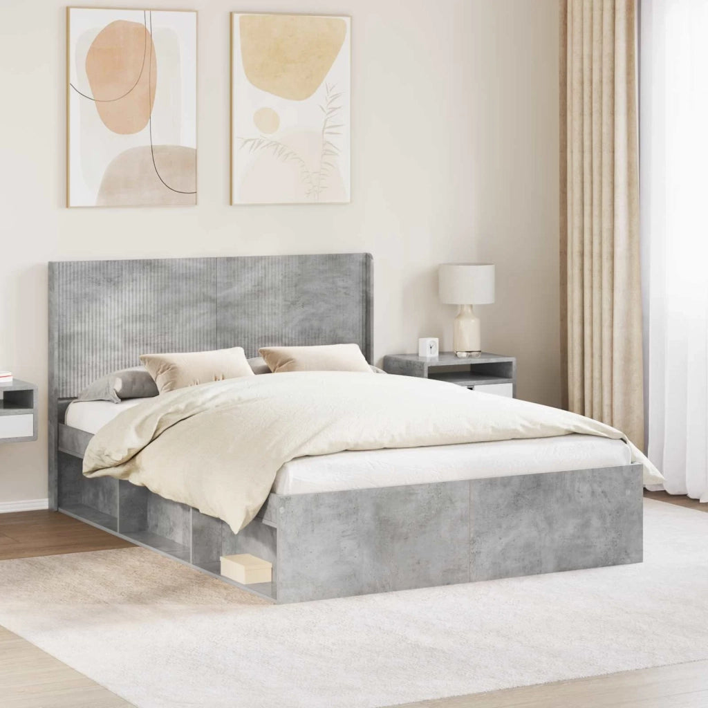 Struttura del letto con stoccaggio e testata-Giroletto con contenitore Grigio Cemento 539876