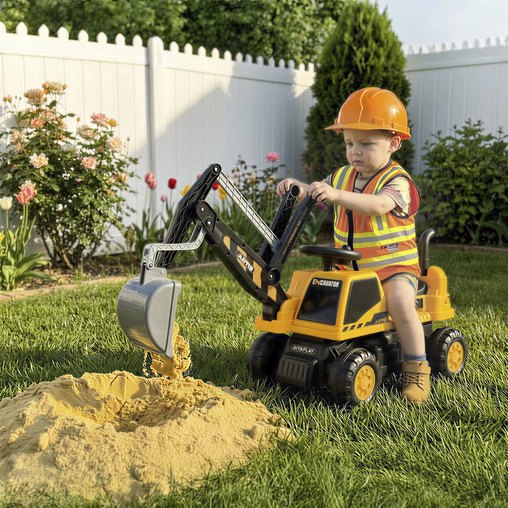 Trattore Giocattolo con Paletta ¨C zephmum ¨C Giallo per Bambini 1.5-3 Anni