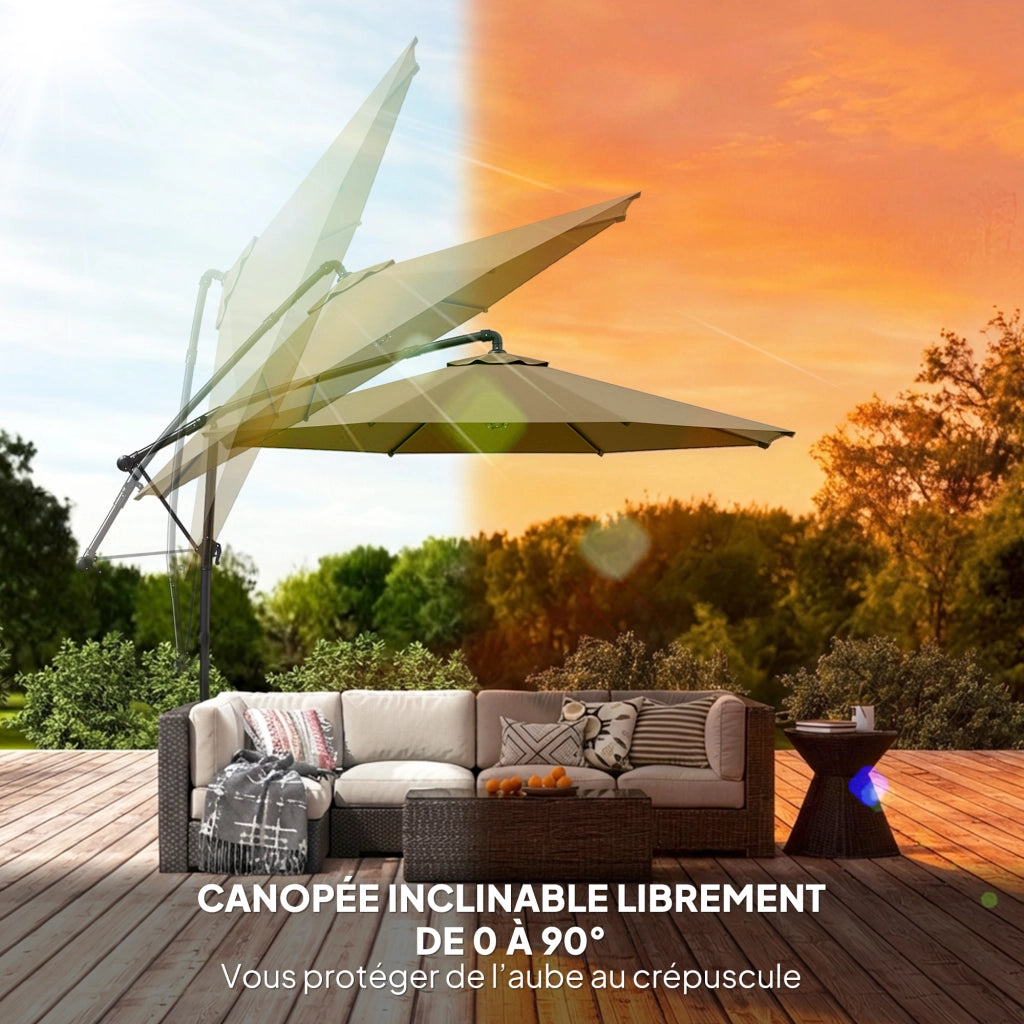 Ombrellone da giardino inclinabile rotondo 3 m ¨C zephmum ¨C kaki