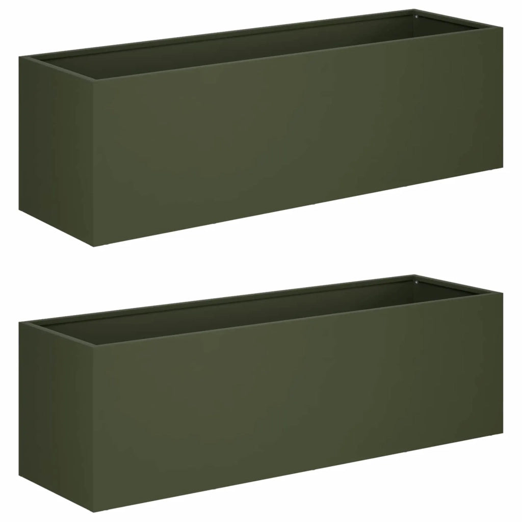 Vaso da giardino 2 pz Verde Oliva 80 x 30 x 30 cm 8005211