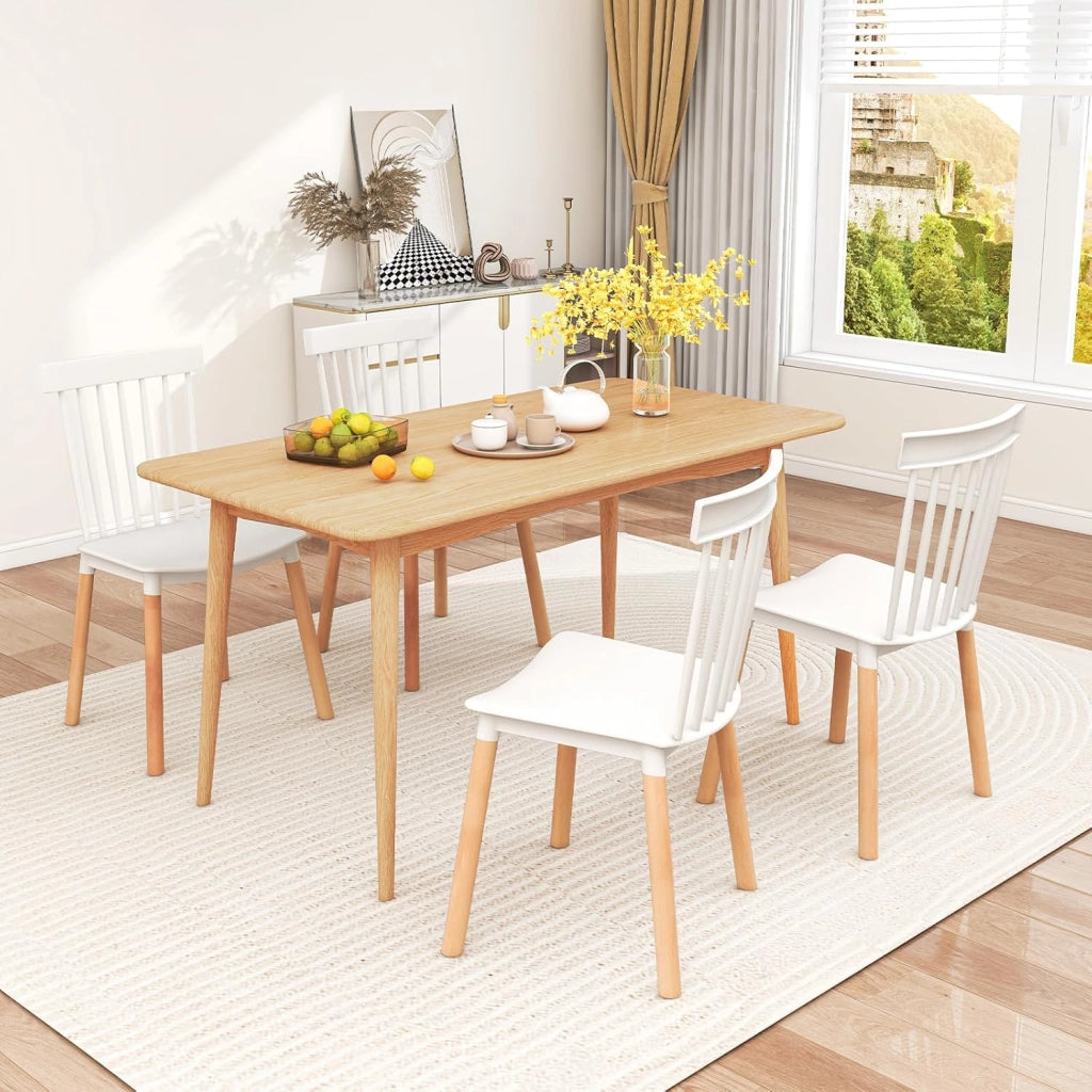 Set di 4 sedie da pranzo, sedia da cucina con schienale curvo e gambe in legno di faggio, portata fino a 150 kg, sedie per sala da pranzo, ristorante e caffetteria (bianco)