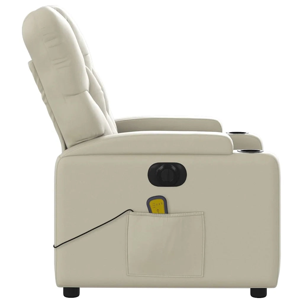 Poltrona Massaggiante Elettrica Reclinabile Crema Similpelle 3204766