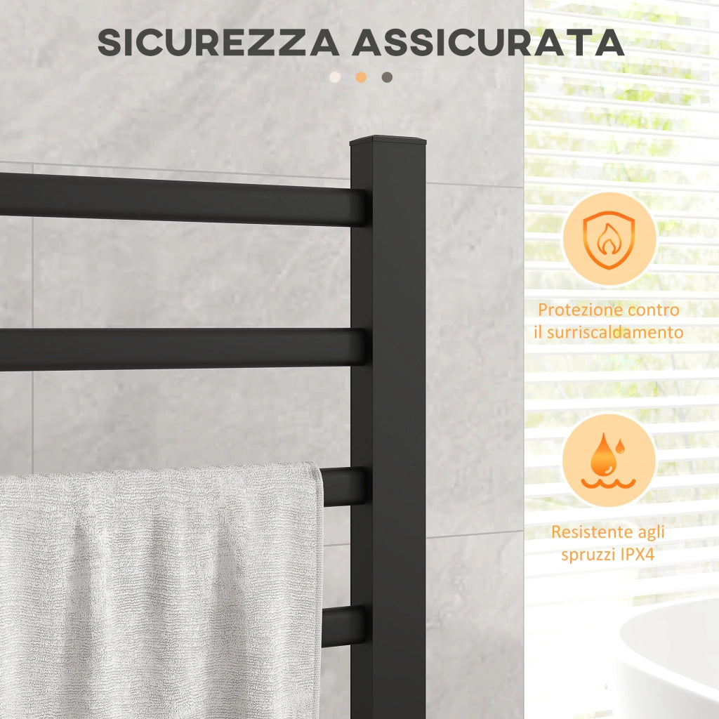 Scaldasalviette Elettrico 8 Barre ¨C zephmum ¨C Nero 53x35x90 cm