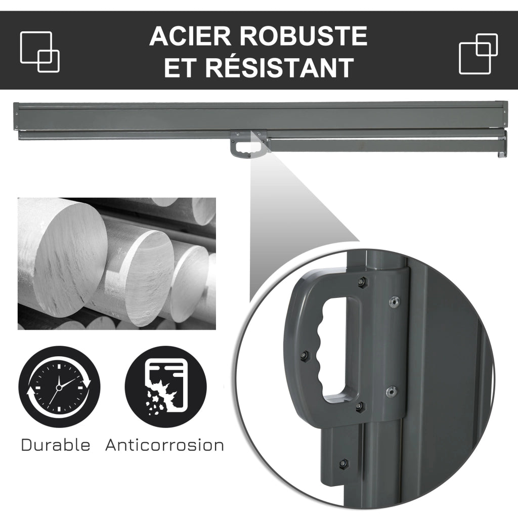 Paravento retrattile per esterni 3x1.6 m ¨C zephmum ¨C metallo e poliestere nero