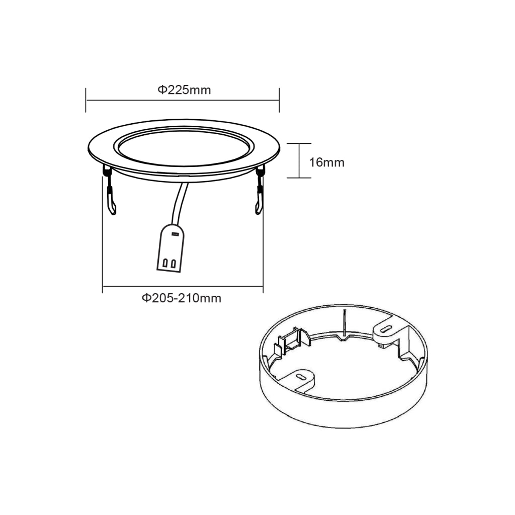 Alcapower Pannello LED Rotondo 18W CCT Selezionabile 3000K-4000K-6000K Installazione Incasso o Superficie Ø225mm Classe II IP20