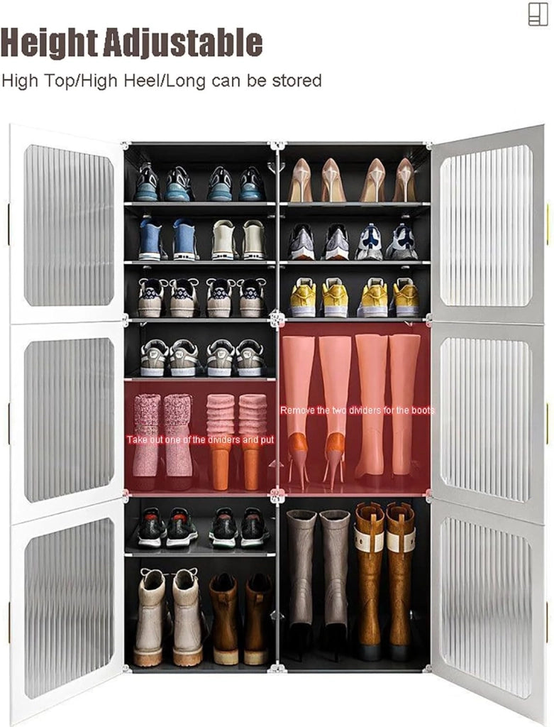 scarpiera Organizzatore per scarpiera per ingresso dell'armadio con porta magnetica, contenitori per scarpiera autoportanti per soggiorno, camera da letto, interni ed esterni, laminati regolabili