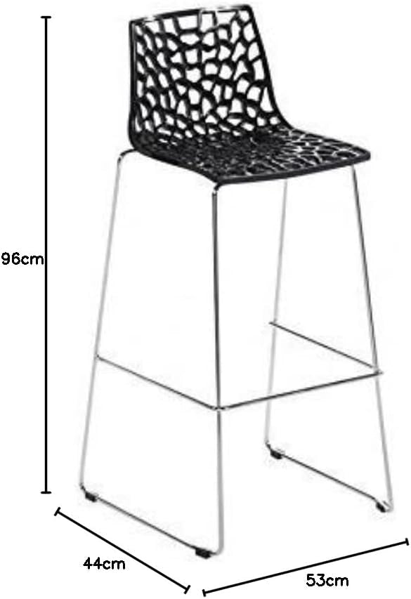 Upon Spider Fix - Sgabello da Bar, 44 x 53 x 96 cm, Colore: Nero Lucido