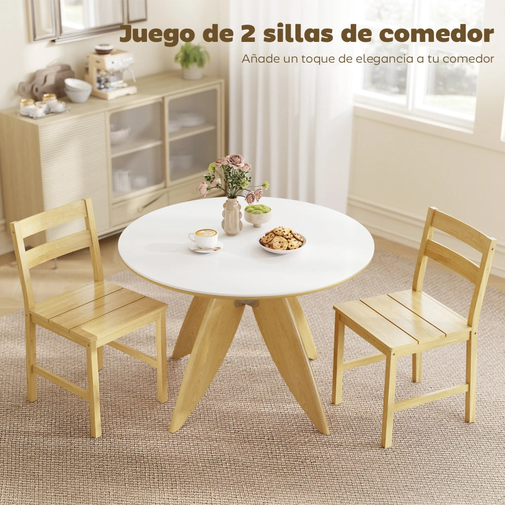 Set 2 Sedie da Pranzo in Bamb¨´ ¨C Xylo ¨C Schienale Curvato Seduta a Listelli Naturale