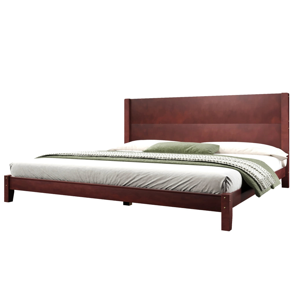 Letto piattaforma 180x200 cm con testiera e rete a doghe, marrone