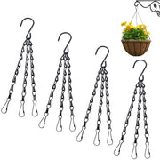 Catena a pendenti per piante 4-segmenti, catena per vaso, catena per piante a tre fili, catena metallica per appendere, catena a pendenti per vasi fiorali, gabbie per uccelli, lanterne in nero