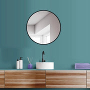 Specchio da parete rotondo - 60 cm - nero lucido - bagno, ingresso, camera da letto, soggiorno
