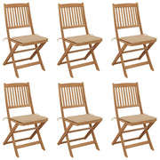 Sedie da Giardino Pieghevoli 6 pz con Cuscini Massello Acacia cod mxl 24021