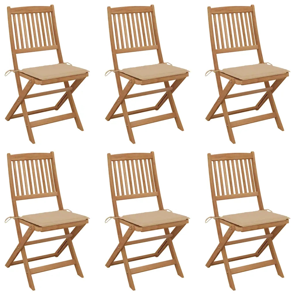 Sedie da Giardino Pieghevoli 6 pz con Cuscini Massello Acacia cod mxl 24021