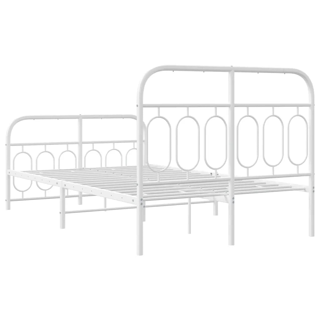 Giroletto con Testiera e Pediera-Struttura Letto Metallo Bianco 120x200 cm 489186