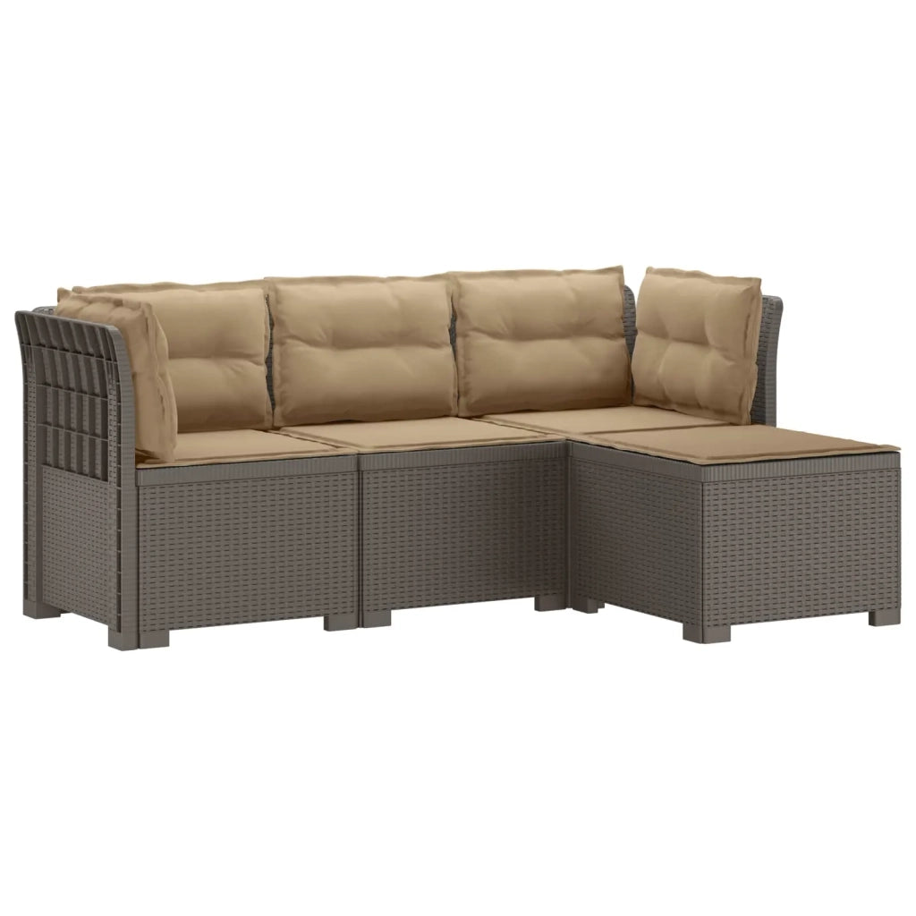 Divano da giardino 4 posti con cuscini aspetto rattan PP 3443956