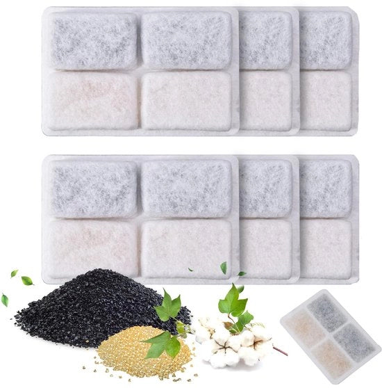 Filtro per fonte acqua per gatti 6-pack Filtro per fonte acqua quadrato con filtro a carbone Filtro di sostituzione per fonte acqua per gatti e cani Fonte acqua automatica Dispensatore d'acqua per animali