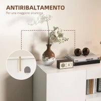 Credenza Moderna Bassa con Ante Ammortizzate e Apertura a Pressione, Ripiani Regolabili, Bianco