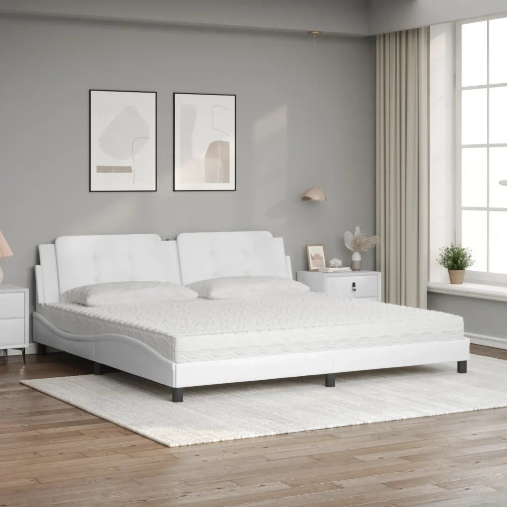 Letto con Materasso Bianco 200x200cm in Similpellecod mxl 115712
