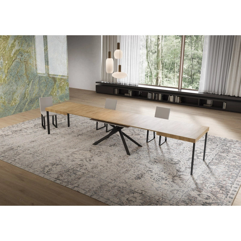 Tavolo allungabile 160/420x90 cm Niket telaio Antracite - Quercia Natura