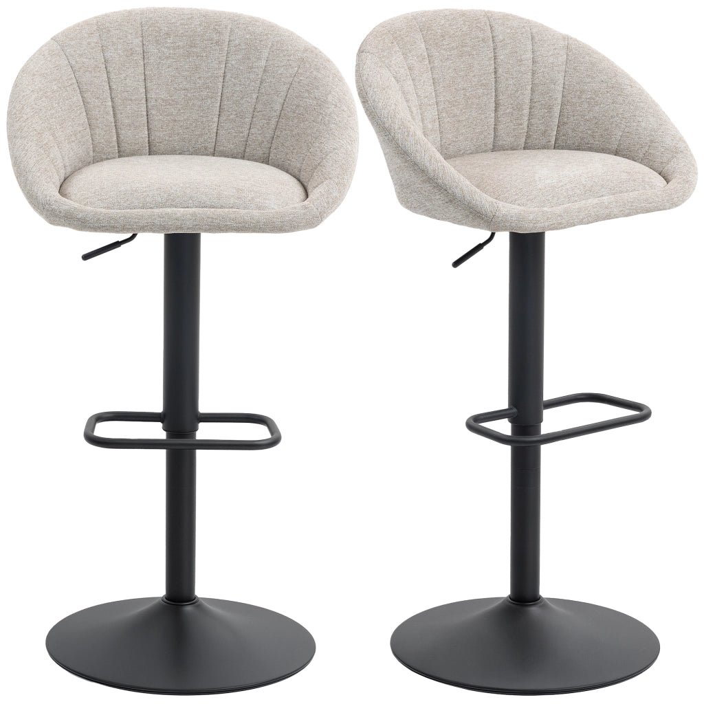 Sgabelli da Bar Set 2 Pezzi Altezza Regolabile Seduta Girevole ¨C Zephmum ¨C Tessuto Beige