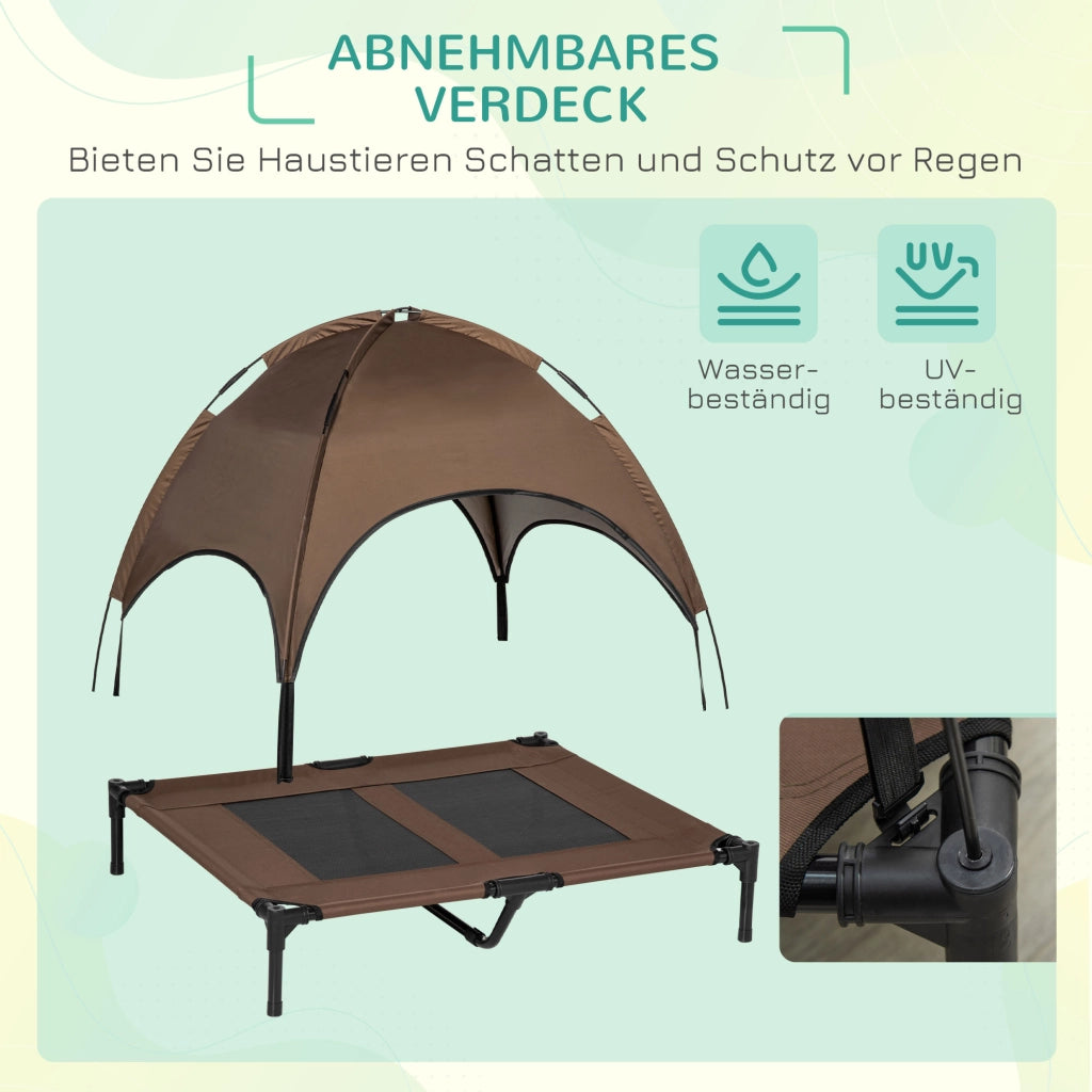 Letto per cani con baldacchino ¨C zephmum ¨C grigio 92x76x90 cm