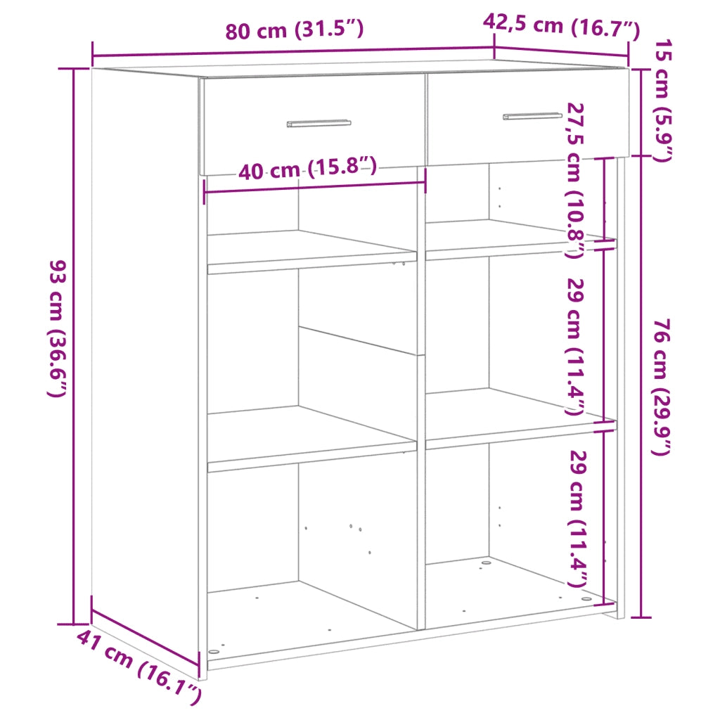 Credenza Grigio Cemento 80x42,5x93 cm in Legno Multistrato 3281479