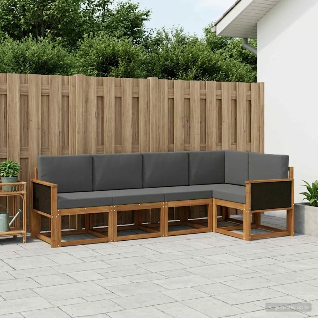 Set di divani da esterno 5 pcs Naturale e Antracite Poliestere 3385203