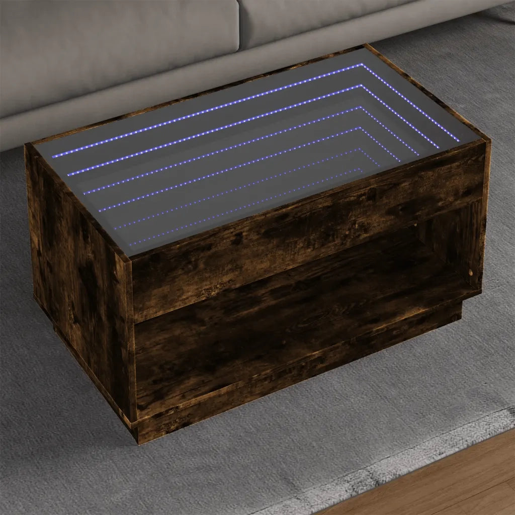 Tavolino da salotto | Tavolino da caff¨¨ | Tavolino da Soggiorno con LED Infinity Rovere Fumo 90x50x50 cm
