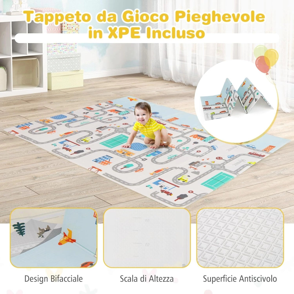 Box per Bambini con Materassino, Recinto per Bambini con 4 Anelli e 50 Palline Colorate, Rete Traspirante, Tasca e Borsa, Box Giochi per Bambino 0-3 Anni (Grigio Scuro, 189 x 158 cm)