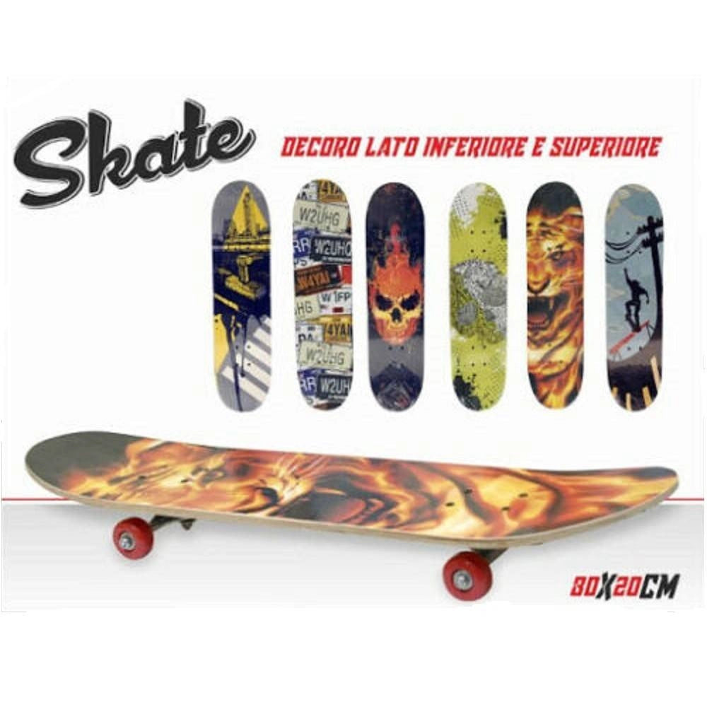 Trade Shop - Skateboard Skate In Legno Varie Fantasie Colorato Bambini Ragazzi 78 Cm -