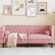 Divano Chesterfield con Rinforzi 2 Posti Rosa in Velluto