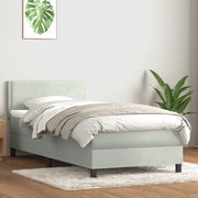 Giroletto a Molle con Materasso Grigio Chiaro 80x210 cm Velluto