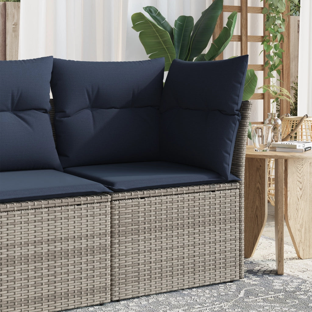Divano Angolare da Giardino con Cuscini Grigio in Polyrattan 366148