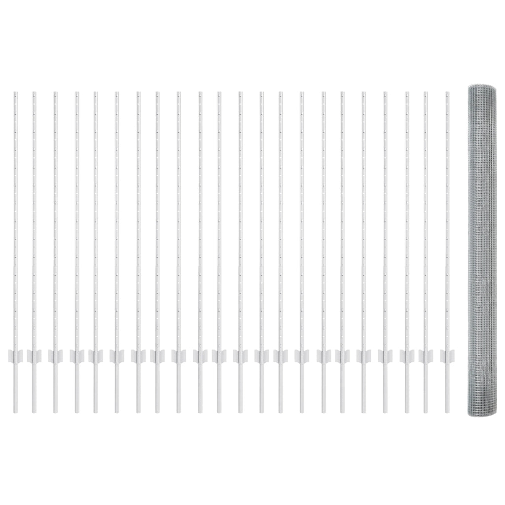 Recinto in rete saldata con 44 post U Argento 1.4x50 m Acciaio