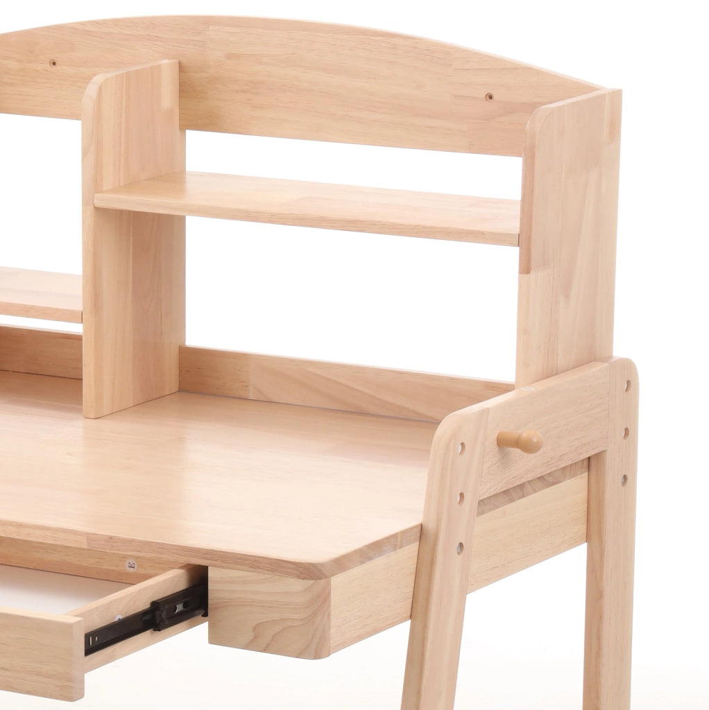 Scrivania per bambini 60x88.2x118 cm regolabile in altezza con cassetto e vano contenitore in legno naturale