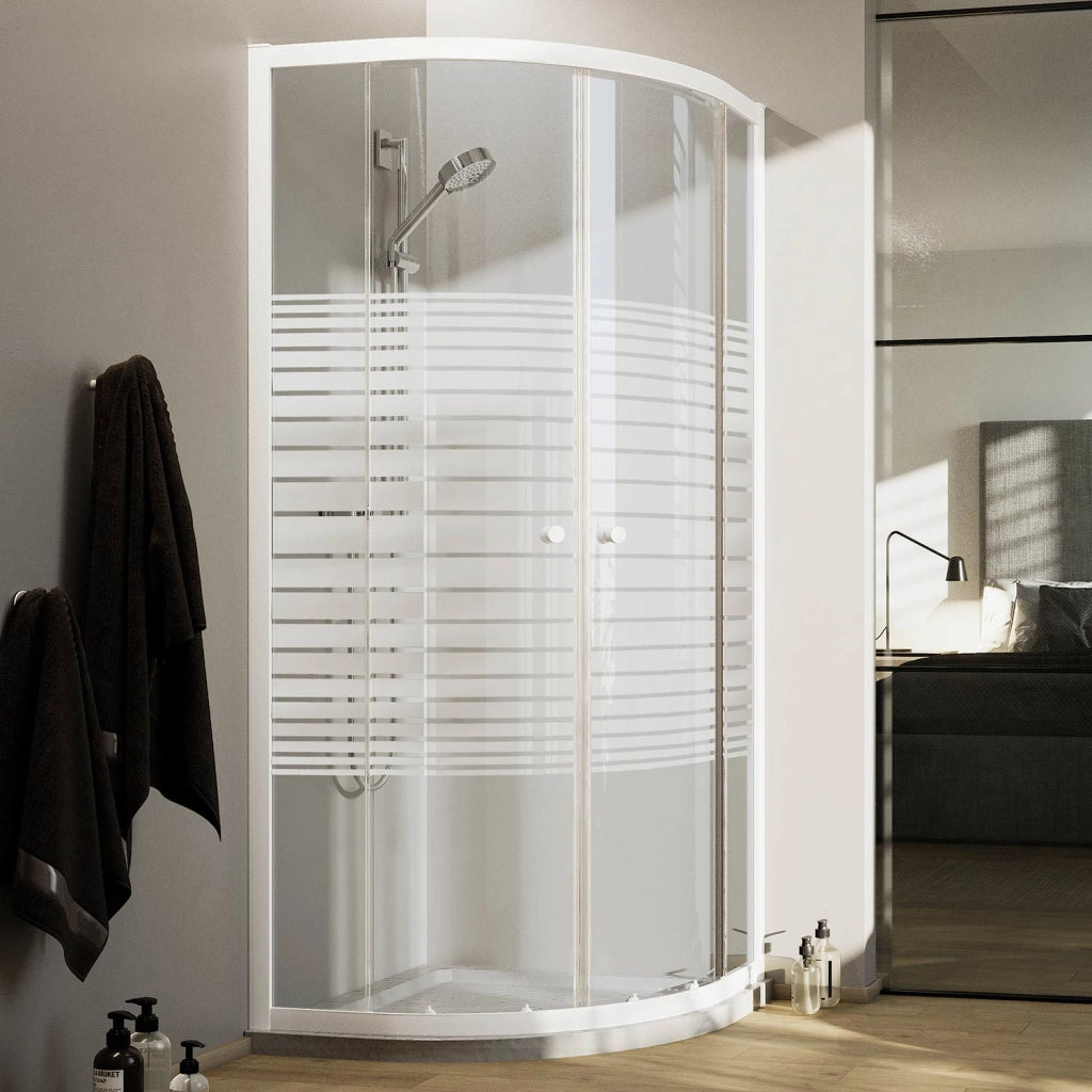 Box Doccia Bianco Semicircolare 90x90 CM H185 Vetro Serigrafato mod. Blanc