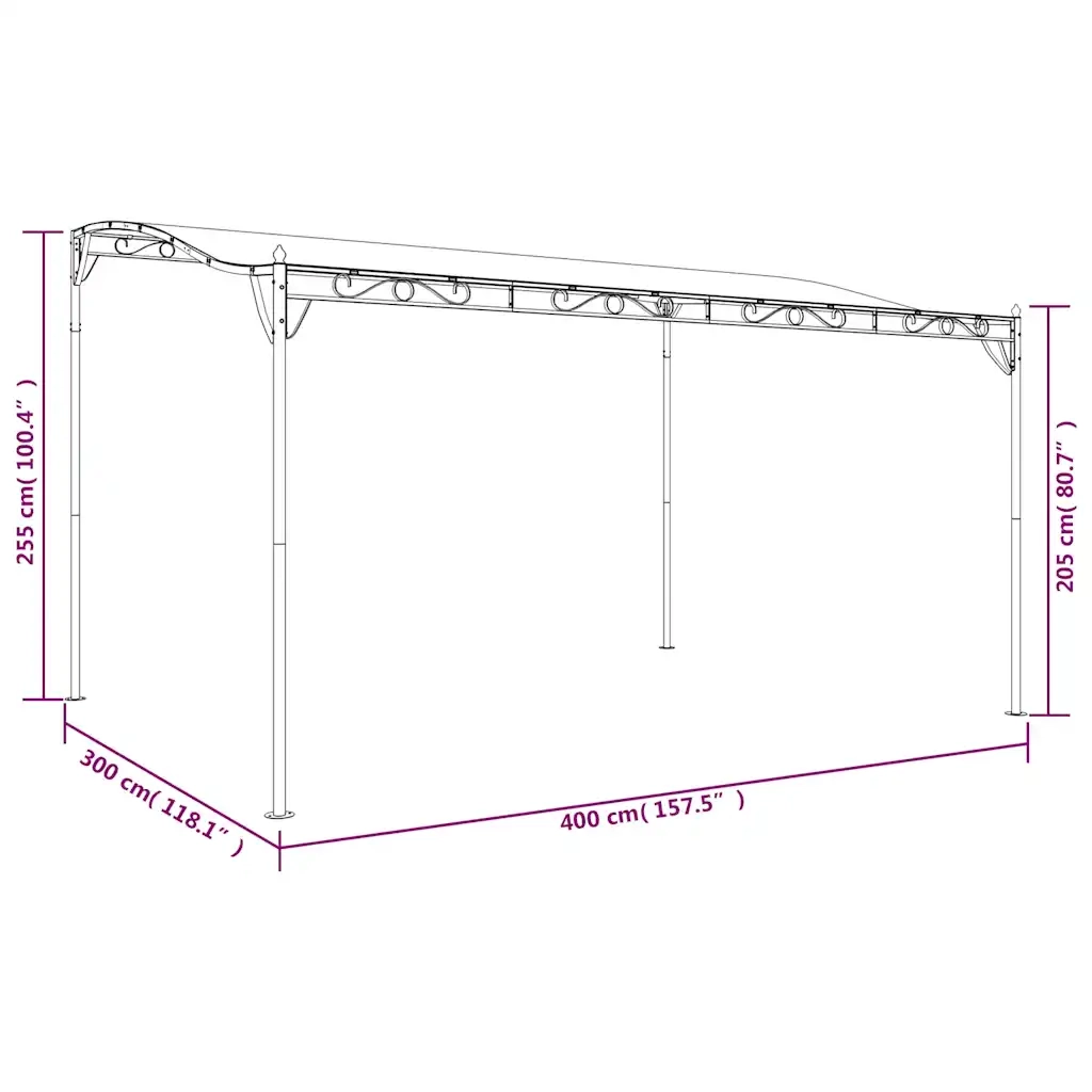 Tettoia Antracite 4x3 m 180 g/m² Tessuto e Acciaio 362395