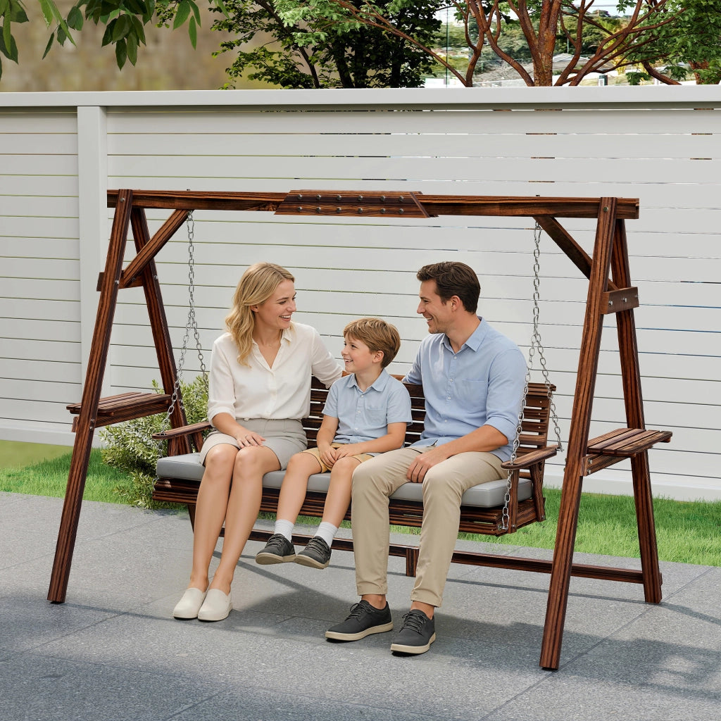 Altalena da giardino 3 posti in legno ¨C zephmum ¨C colore antracite