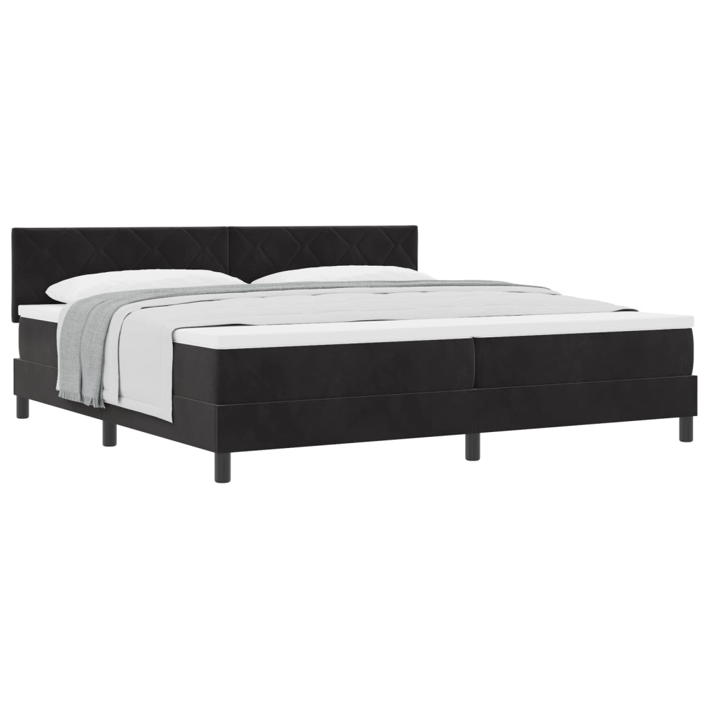 Letto Box Spring con Materasso Nero 200x200 cm Velluto