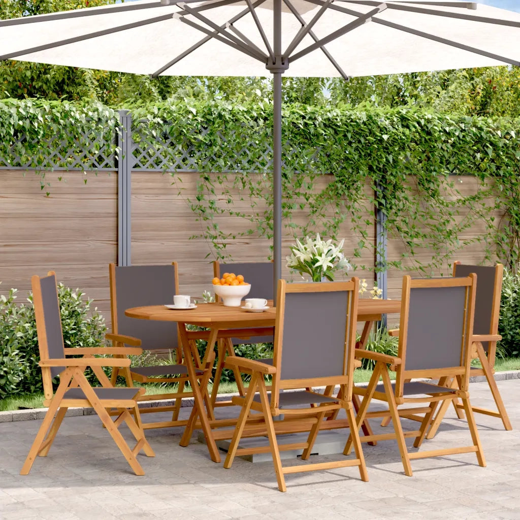 Sedie Giardino Reclinabili 6pz Antracite Tessuto Legno Massello 3214542