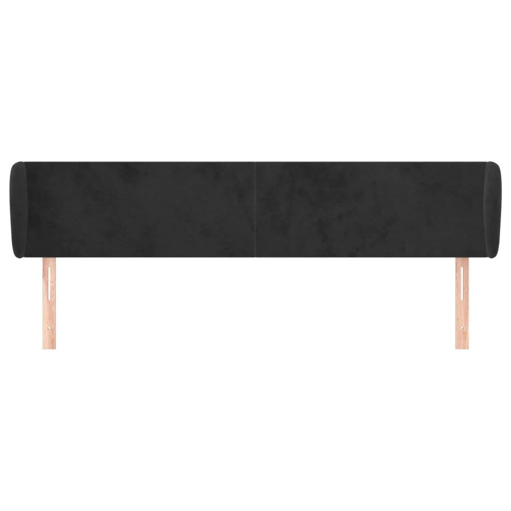 Testiera ad Orecchio-Testata con Orecchie Nera 183x23x78/88 cm in Velluto 829724