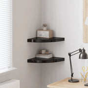 Scaffali Angolari a Parete 2 pz Nero Lucido 35x35x3,8 cm MDF cod mxl 33307