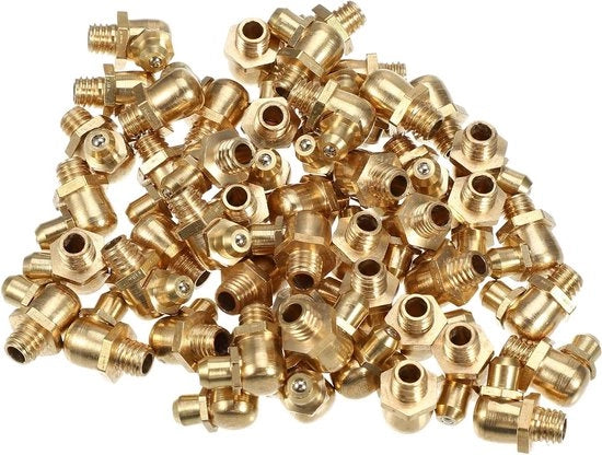 Set di 50 pezzi di chiavi a stella per auto a 90 gradi in ottone M6 x 1,0 - Duraturo e comodo da utilizzare