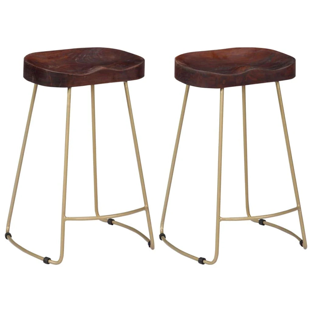 Set di due sgabelli da bar di design seduta a sedia legno massello di mango 1202101