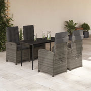 Set da Pranzo da Giardino 5 pz con Cuscini in Polyrattan Grigiocod mxl 113255