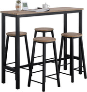 Set Tavolo da Bar Alto con 4 Sgabelli - Tavolo Salvaspazio per Cucina Piccola e Balcone, Stile Industriale Moderno - Tavolino Alto da Esterno per Giardino o Terrazzo Nero OGT22-SCH